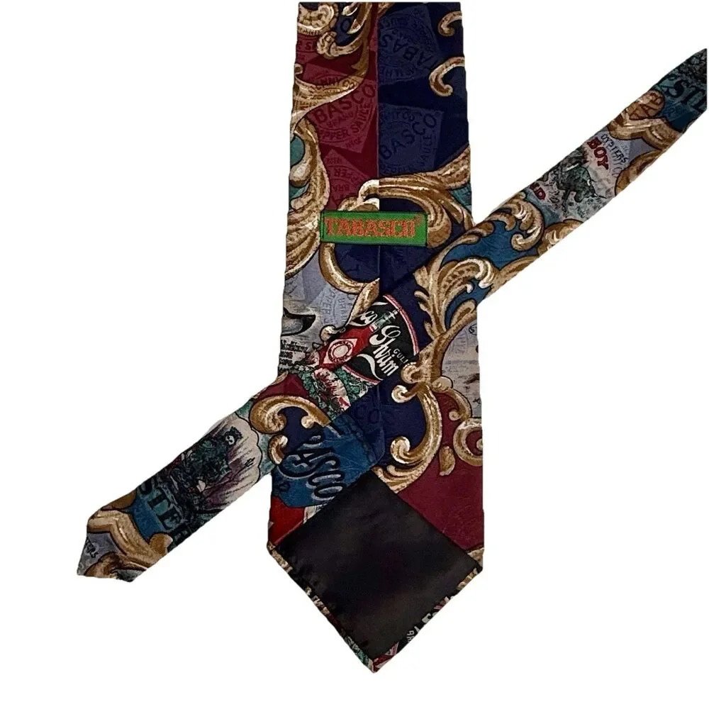TABASCO Hot Sauce Men's Silk Tie Gold Blues Ocean Seafood Cowboy Novelty 57